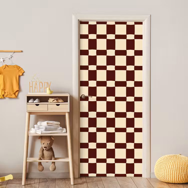 Retro - Patroon - Bruin deurposter klein 289 -sfeer4
