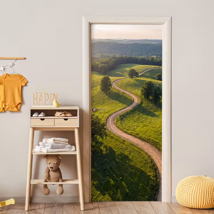 Weg - Weide - Natuur - Groen deurposter klein -sfeer4