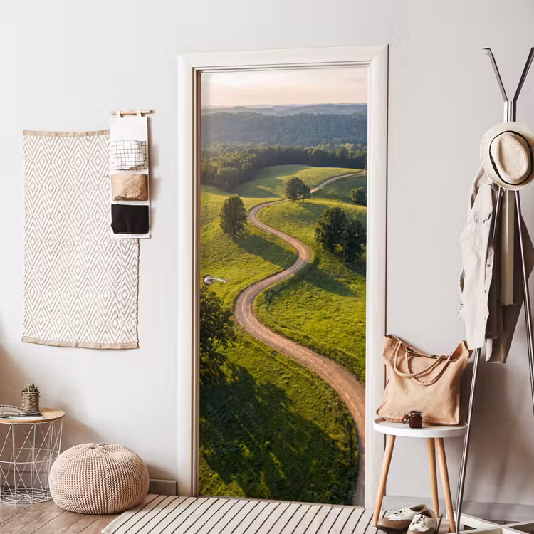 Weg - Weide - Natuur - Groen deurposter klein -sfeer6