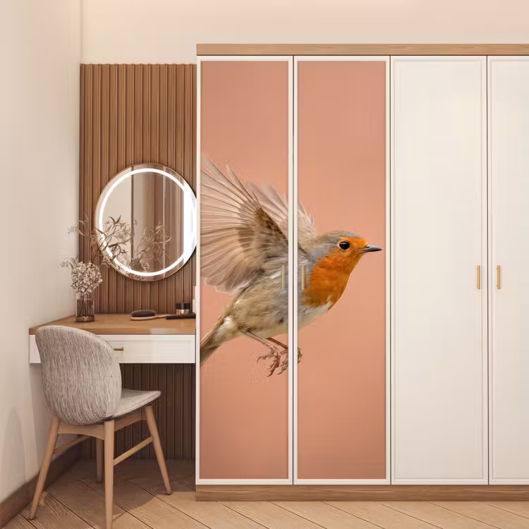 Roodborst - Natuur - Roze deurposter klein -sfeer3