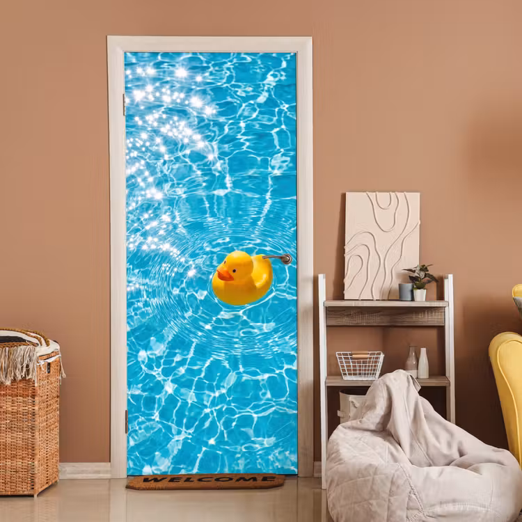 Badeend - Dobberen - Blauw deurposter klein -sfeer1