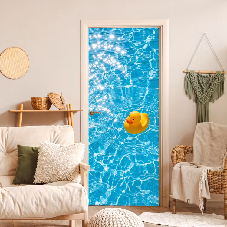Badeend - Dobberen - Blauw deurposter klein -sfeer2