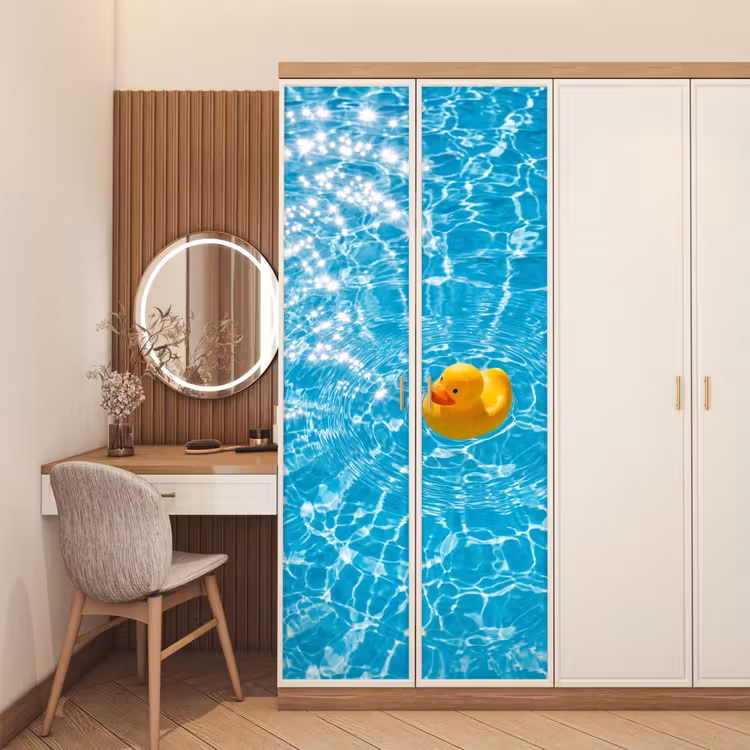 Badeend - Dobberen - Blauw deurposter klein -sfeer3