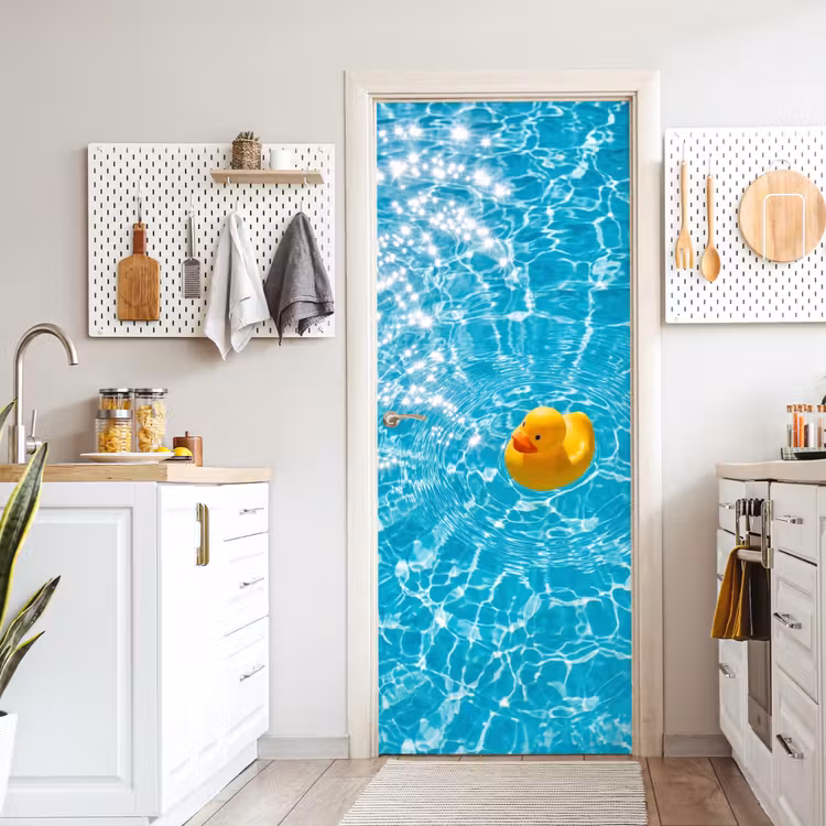 Badeend - Dobberen - Blauw deurposter klein -sfeer5