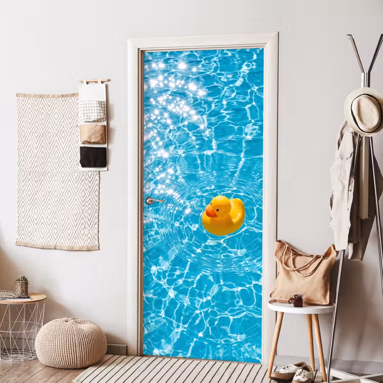 Badeend - Dobberen - Blauw deurposter klein -sfeer6