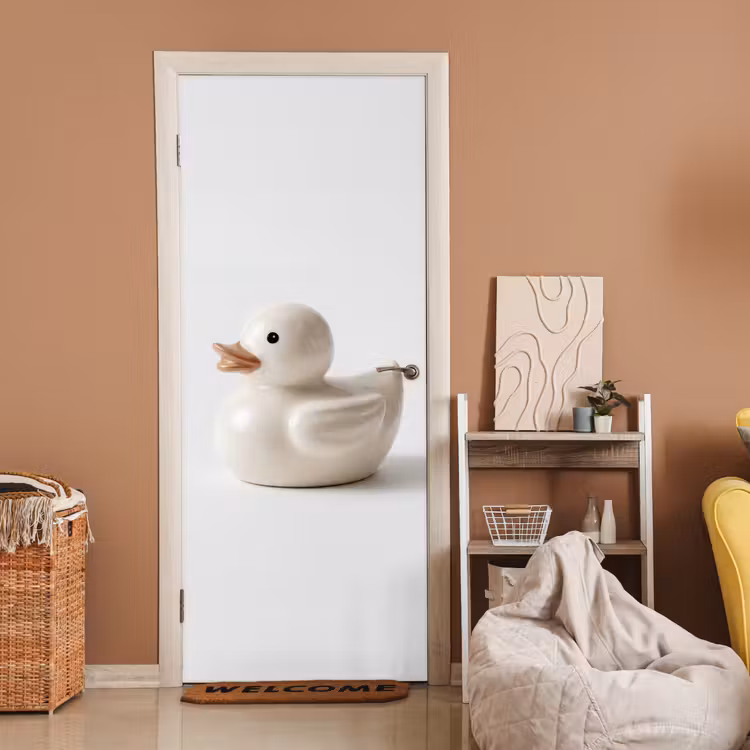 Badeend - Minimalistisch - Wit deurposter klein -sfeer1