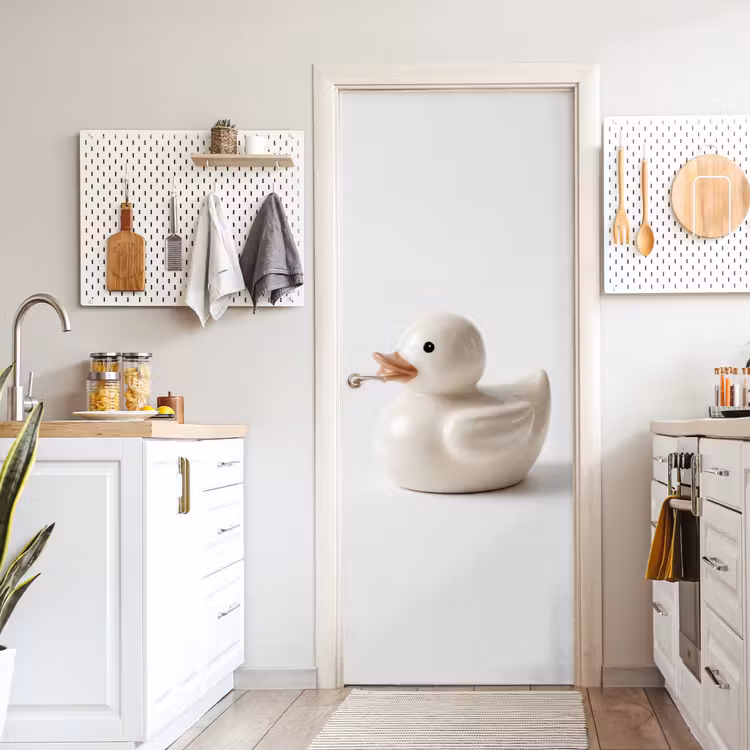 Badeend - Minimalistisch - Wit deurposter klein -sfeer5
