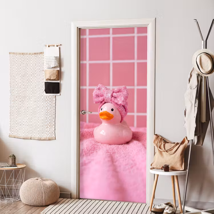 Badeend -Strik - Roze deurposter klein -sfeer6