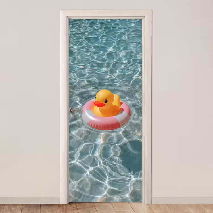 Badeend - Zwemband - Geel deurposter klein -3d_beige
