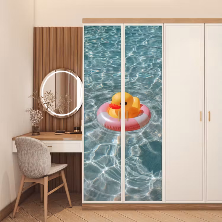 Badeend - Zwemband - Geel deurposter klein -sfeer3