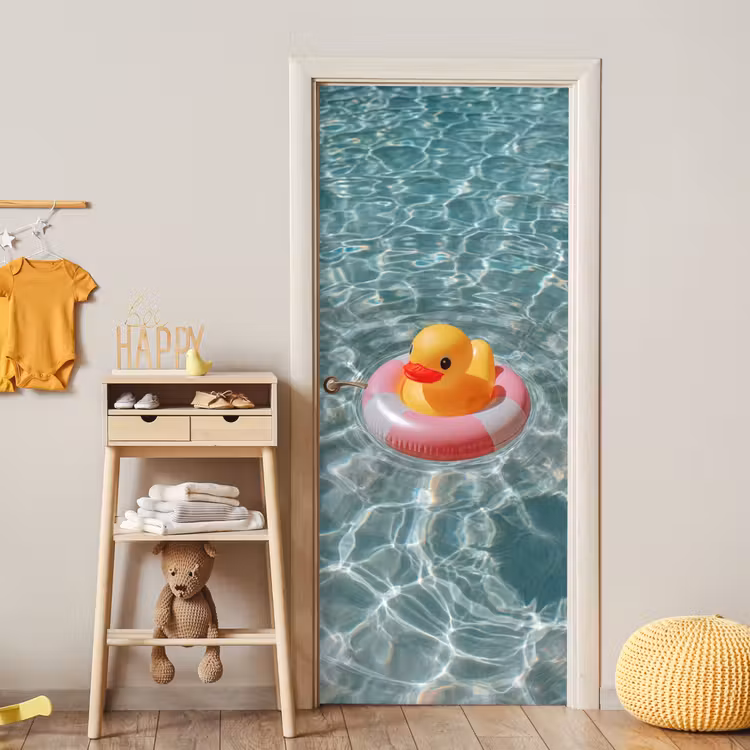 Badeend - Zwemband - Geel deurposter klein -sfeer4