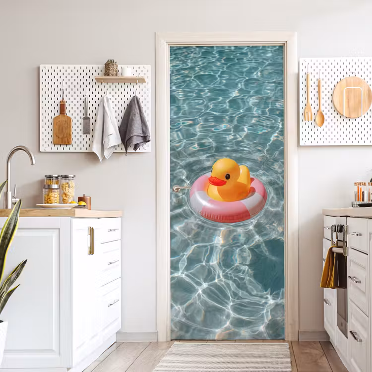 Badeend - Zwemband - Geel deurposter klein -sfeer5