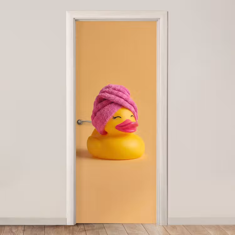 Badeend - Handdoek - Kleurrijk deurposter klein -3d_beige