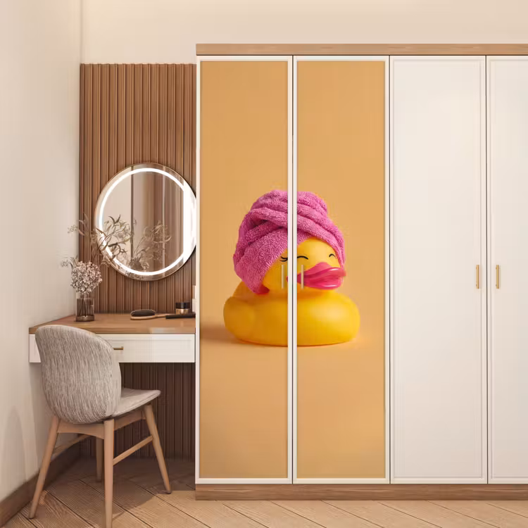 Badeend - Handdoek - Kleurrijk deurposter klein -sfeer3