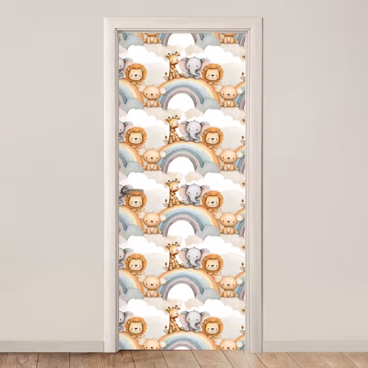 Safari - Regenboog - Kleurrijk deurposter klein 289 -3d_beige