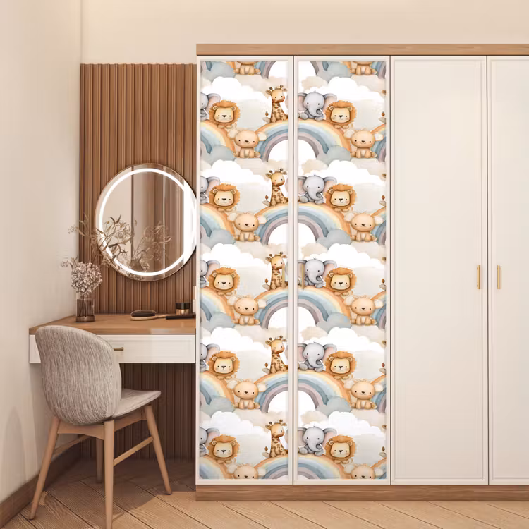 Safari - Regenboog - Kleurrijk deurposter klein 289 -sfeer3