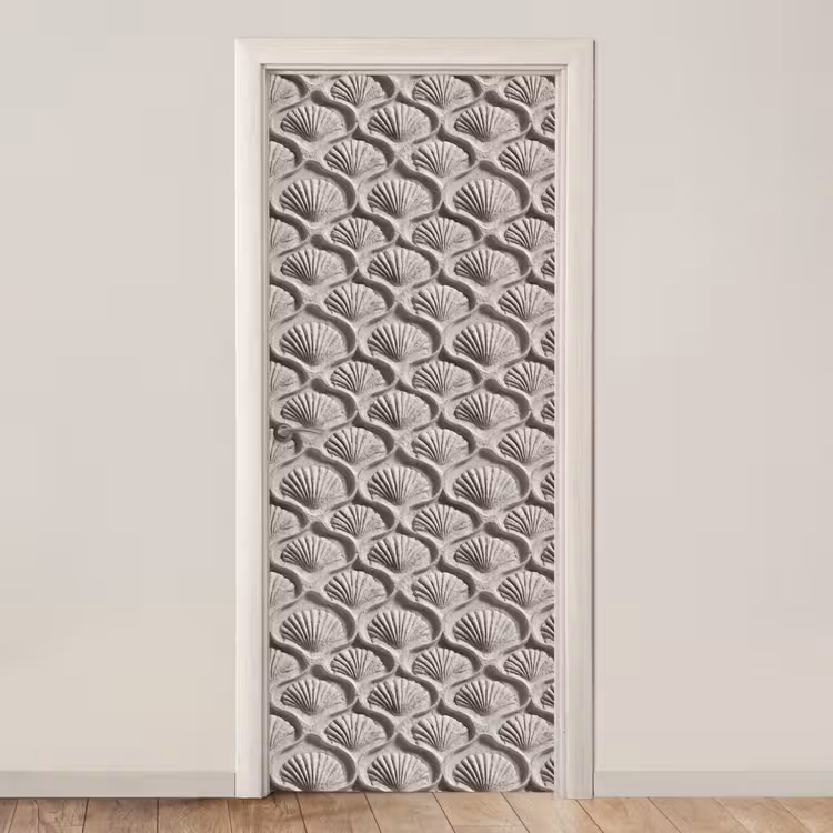 Zand - Schelpenvorm - Grijs deurposter klein 289 -3d_beige