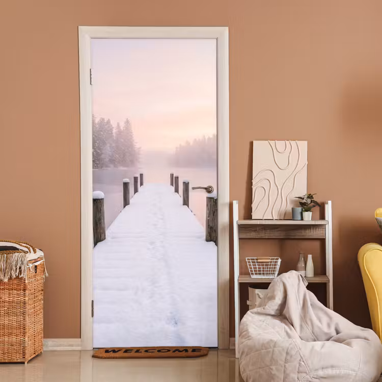 Steiger - Meer - Mist - Winter - Serene deurposter klein -sfeer1