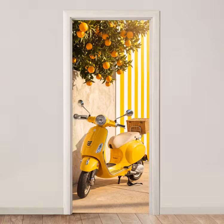 Scooter - Natuur - Zomer - Geel - Mediterraan deurposter klein -3d_beige