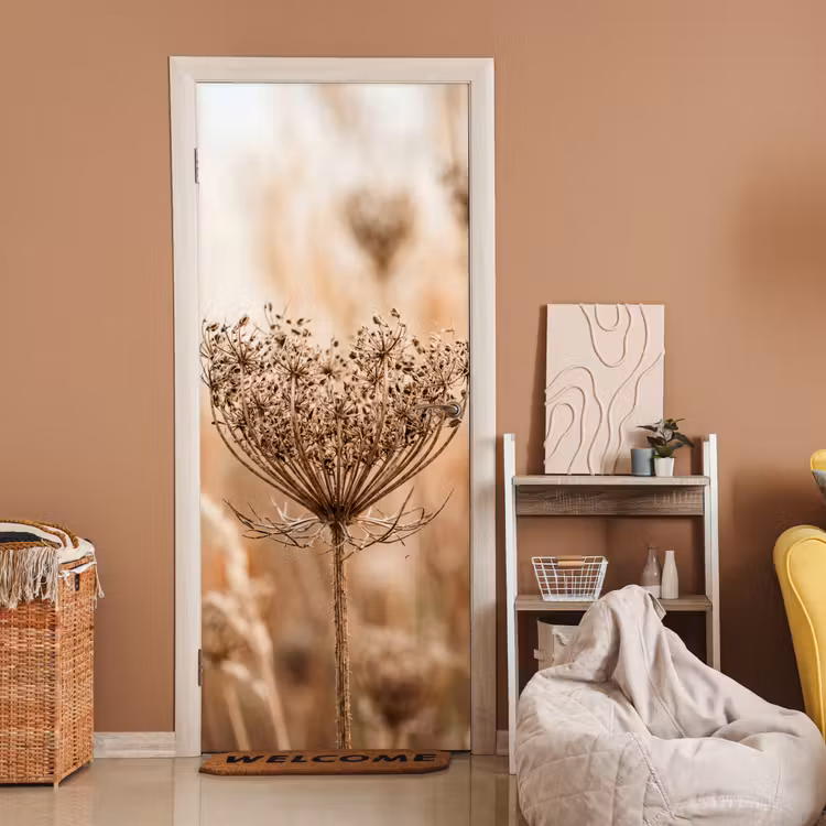 Schermbloem - Droogbloem - Winter - Beige - Minimalistisch deurposter klein -sfeer1