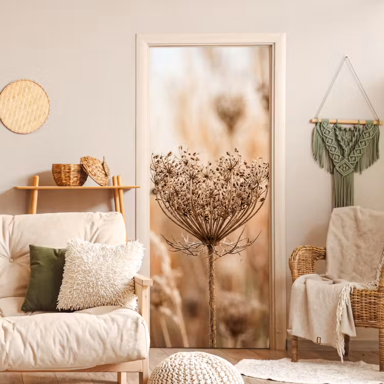 Schermbloem - Droogbloem - Winter - Beige - Minimalistisch deurposter klein -sfeer2