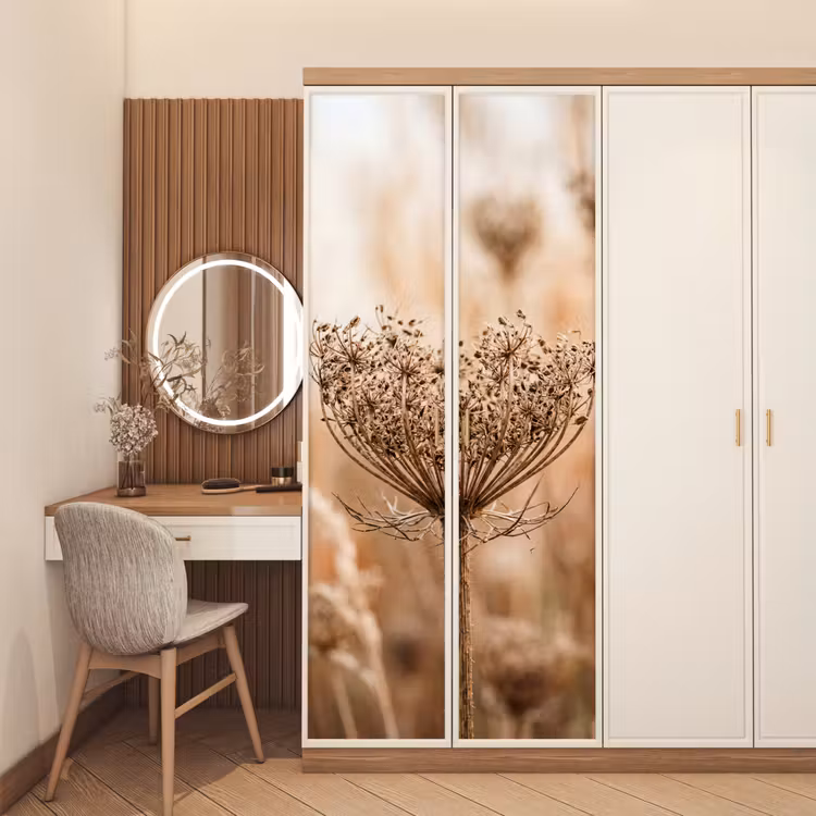 Schermbloem - Droogbloem - Winter - Beige - Minimalistisch deurposter klein -sfeer3