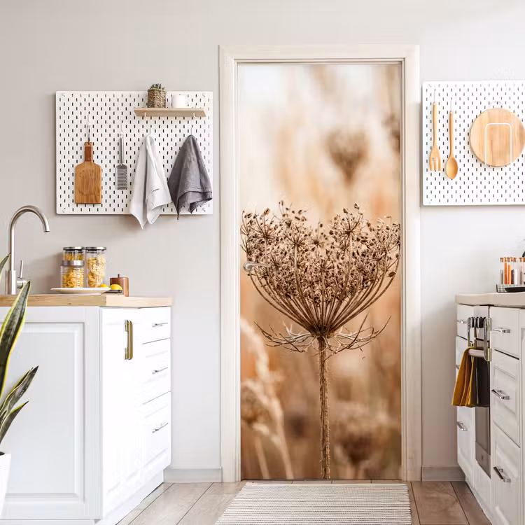 Schermbloem - Droogbloem - Winter - Beige - Minimalistisch deurposter klein -sfeer5