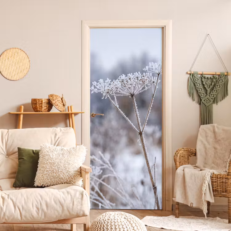 Schermbloem - Rijp - Kristallen - Winter - Delicaat deurposter klein -sfeer2