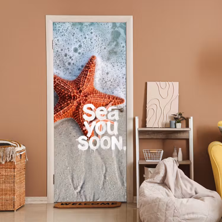 Sea you soon - Zeester - Zee deurposter klein -sfeer1