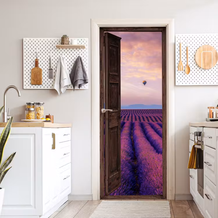 Doorkijk - Lavendel - Bloemen - Paars deurposter klein -sfeer5
