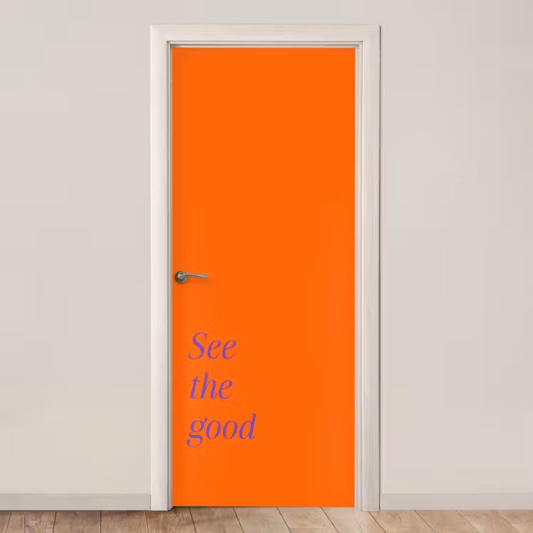See te good - Paars - Oranje deurposter klein -3d_beige