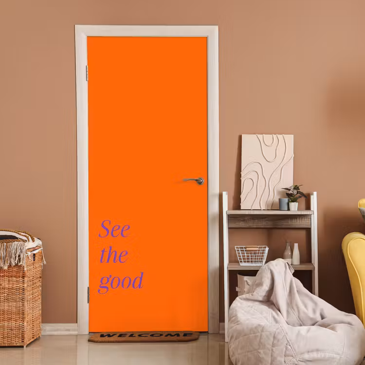 See te good - Paars - Oranje deurposter klein -sfeer1