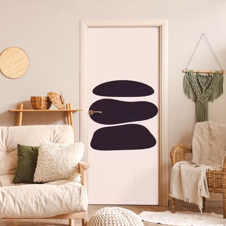 Door sticker - Shapes - Organic - Black - Vormen - Organisch - Zwart deurposter klein