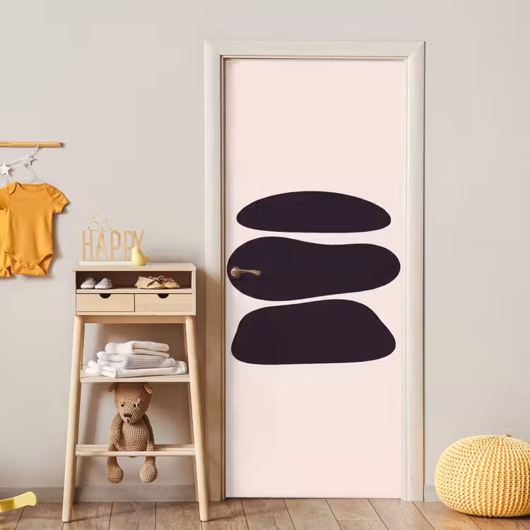 Door sticker - Shapes - Organic - Black - Vormen - Organisch - Zwart deurposter klein