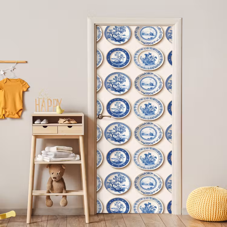 Borden - Bomen - Planten - Blauw deurposter klein 289 -sfeer4