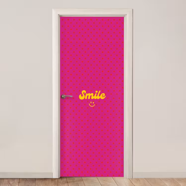 Smile - Stippen - Roze deurposter klein -3d_beige