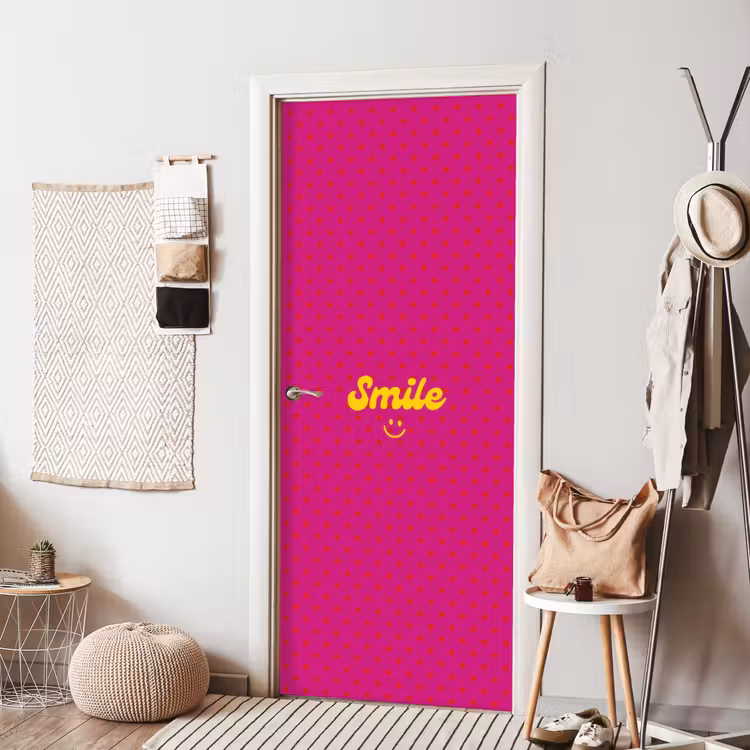 Smile - Stippen - Roze deurposter klein -sfeer6