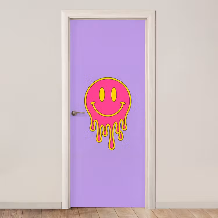 Smiley - Drip - Neon deurposter klein -3d_beige