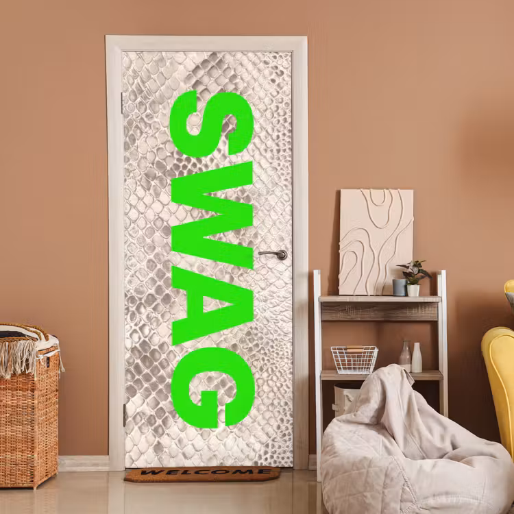 Slangenprint - SWAG - Neon - Groen deurposter klein -sfeer1