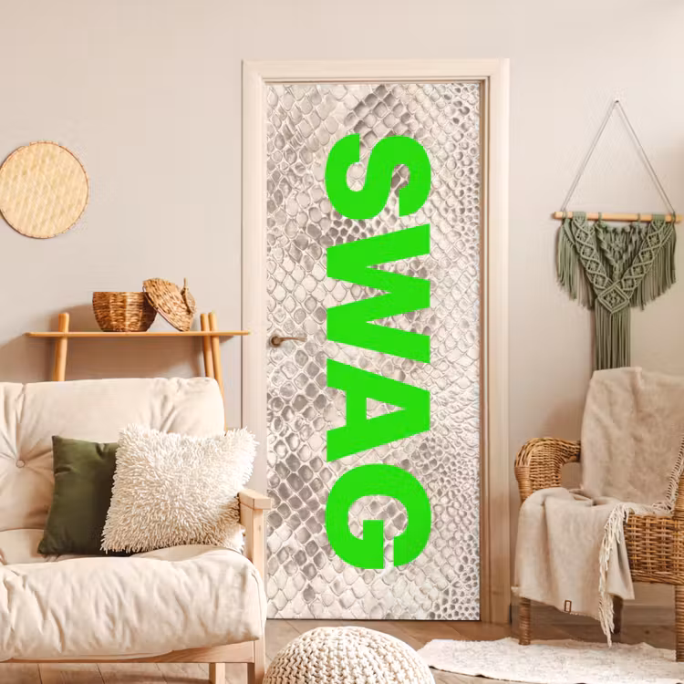 Slangenprint - SWAG - Neon - Groen deurposter klein -sfeer2