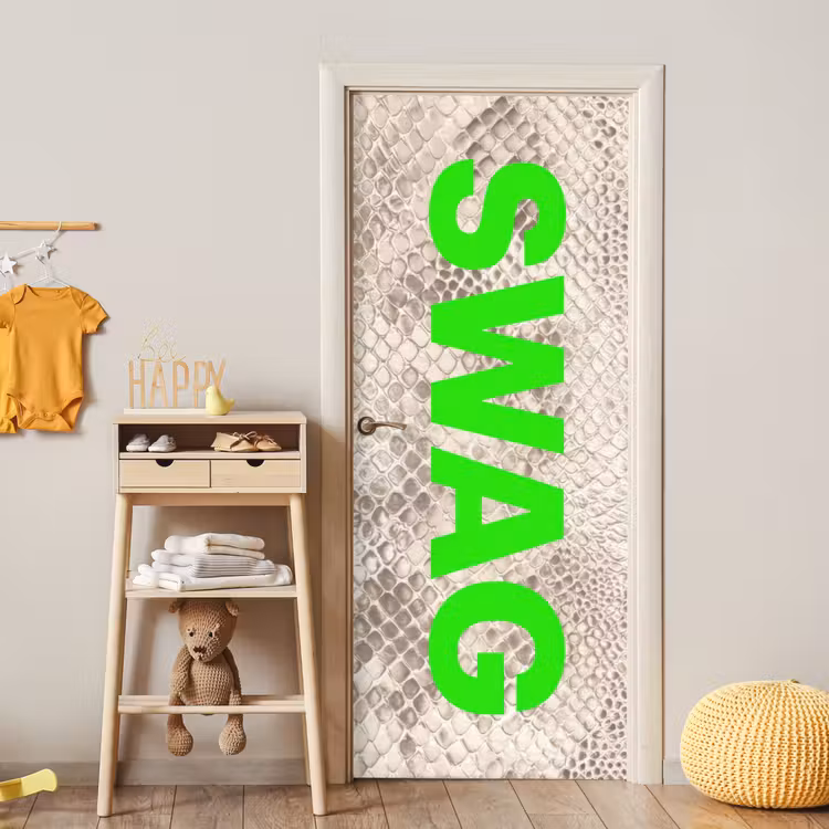 Slangenprint - SWAG - Neon - Groen deurposter klein -sfeer4