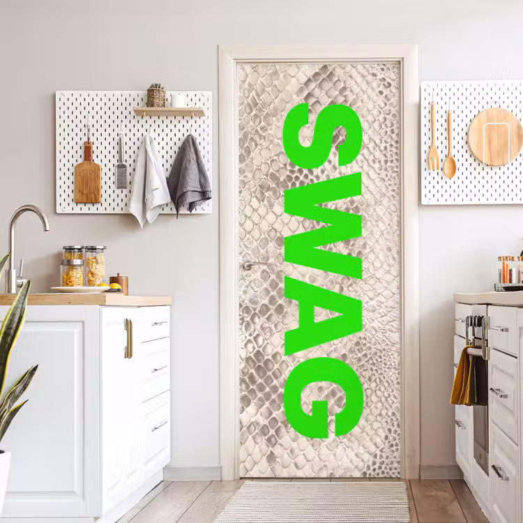 Slangenprint - SWAG - Neon - Groen deurposter klein -sfeer5