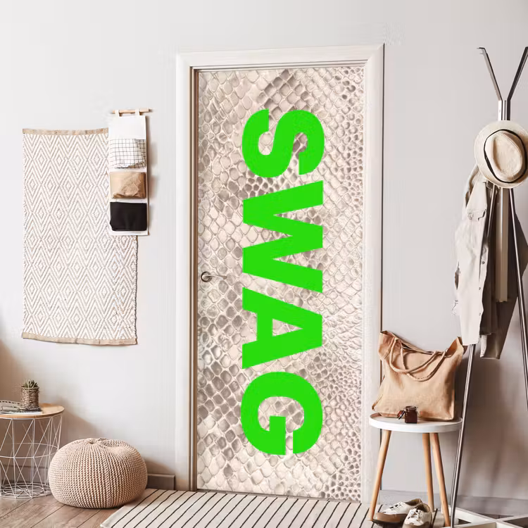 Slangenprint - SWAG - Neon - Groen deurposter klein -sfeer6