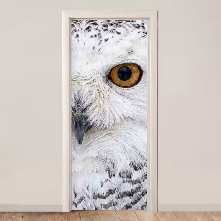 Sneeuwuil - Oog - Wildlife - Wit deurposter klein -3d_beige