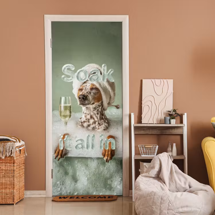 Soak it all in - Hond - Bad deurposter klein -sfeer1