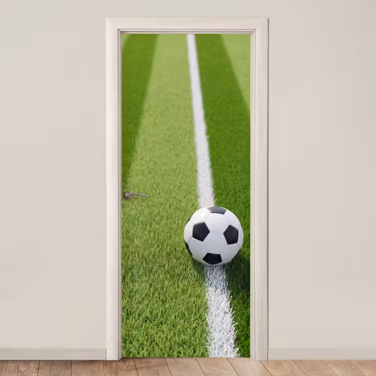 Voetbal - Grasveld - Sport - Groen deurposter klein -3d_beige