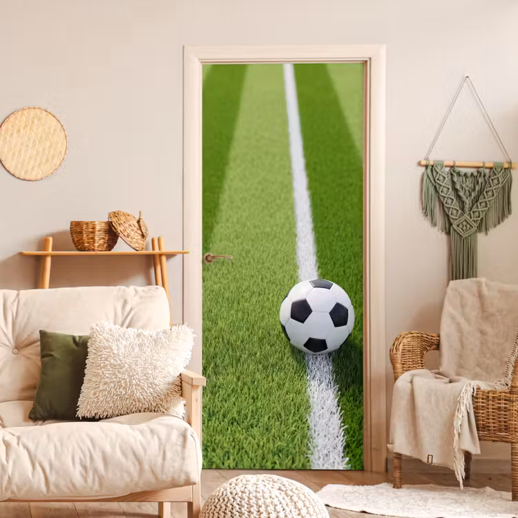 Voetbal - Grasveld - Sport - Groen deurposter klein -sfeer2