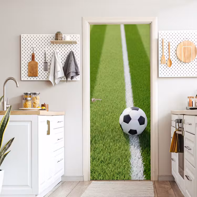 Voetbal - Grasveld - Sport - Groen deurposter klein -sfeer5