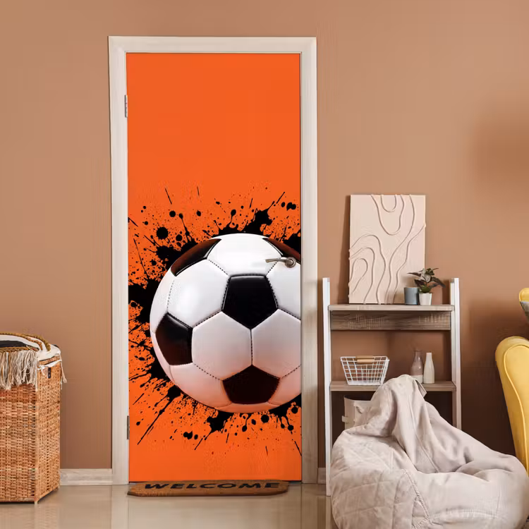Voetbal - Verf - Sport - Oranje deurposter klein -sfeer1