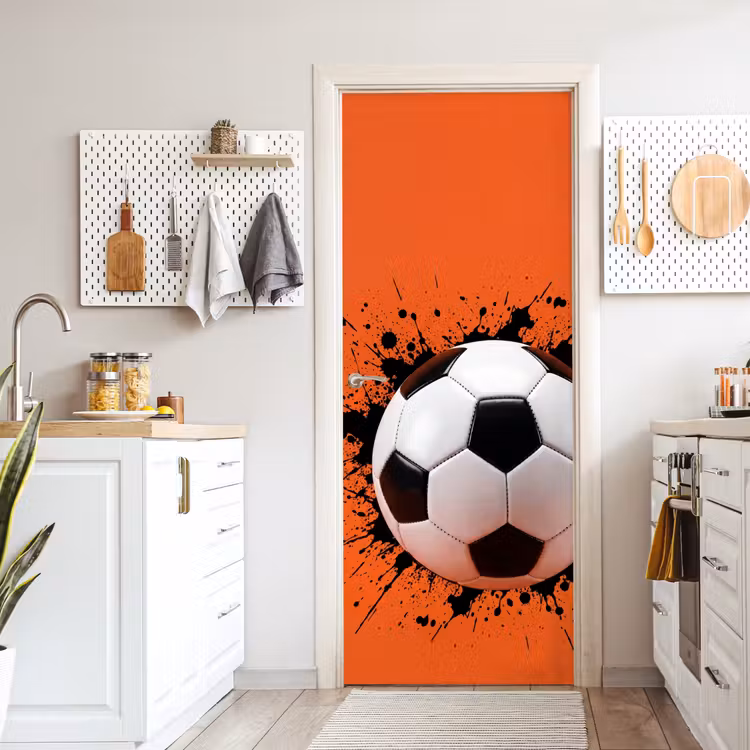 Voetbal - Verf - Sport - Oranje deurposter klein -sfeer5